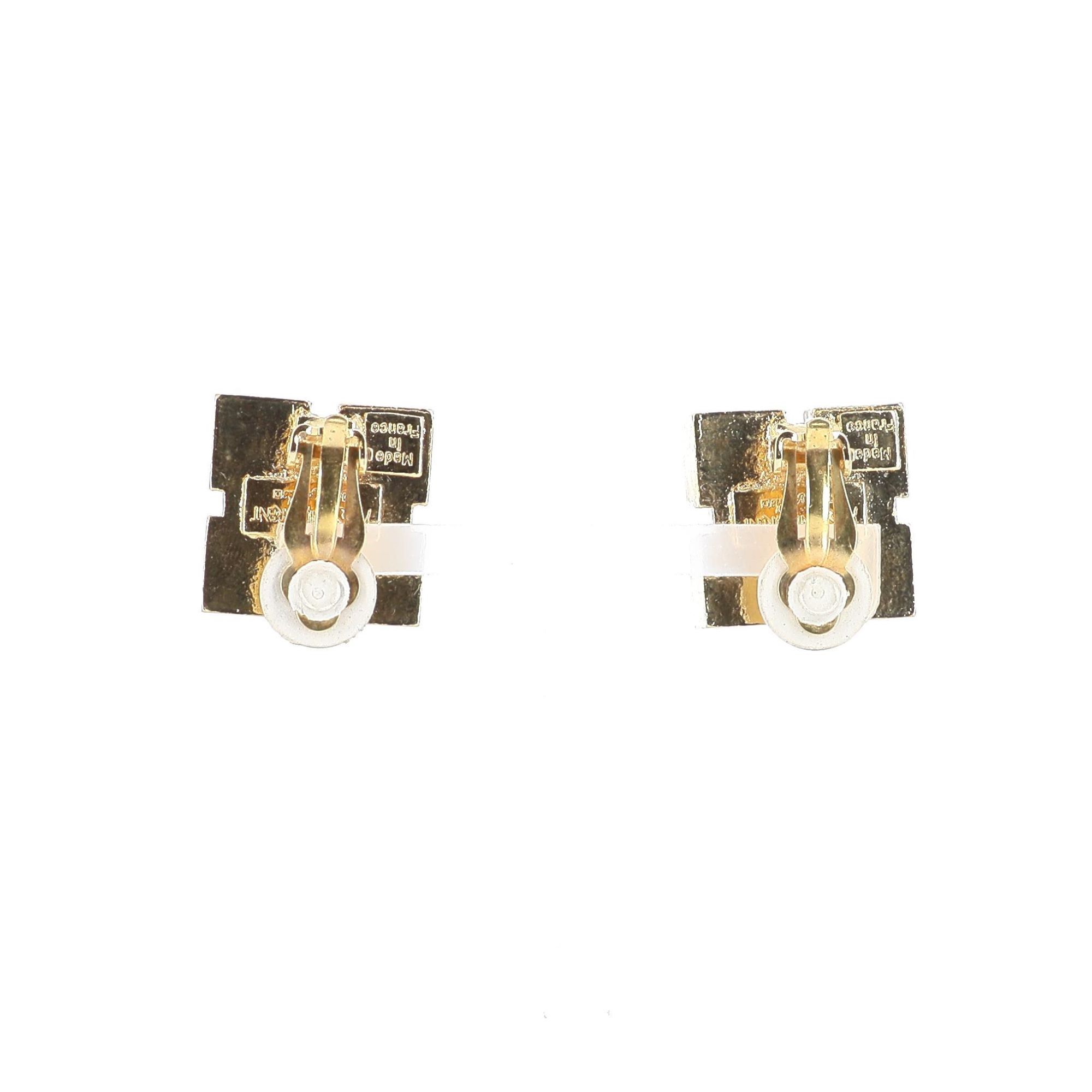 Yves Saint Laurent Strass Square Earrings